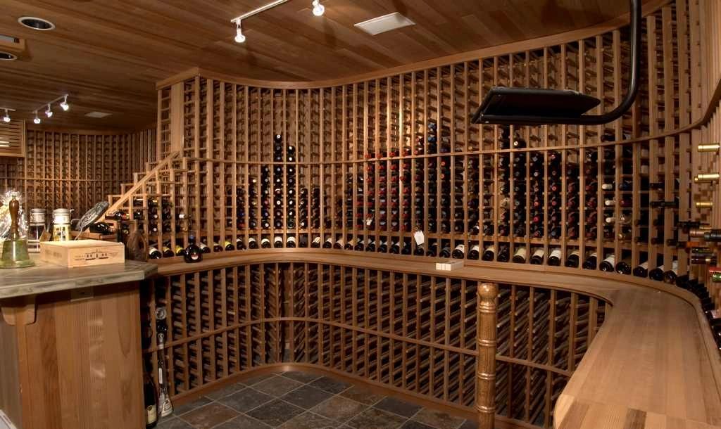 Curved wine room in a remodelled Woodinville home